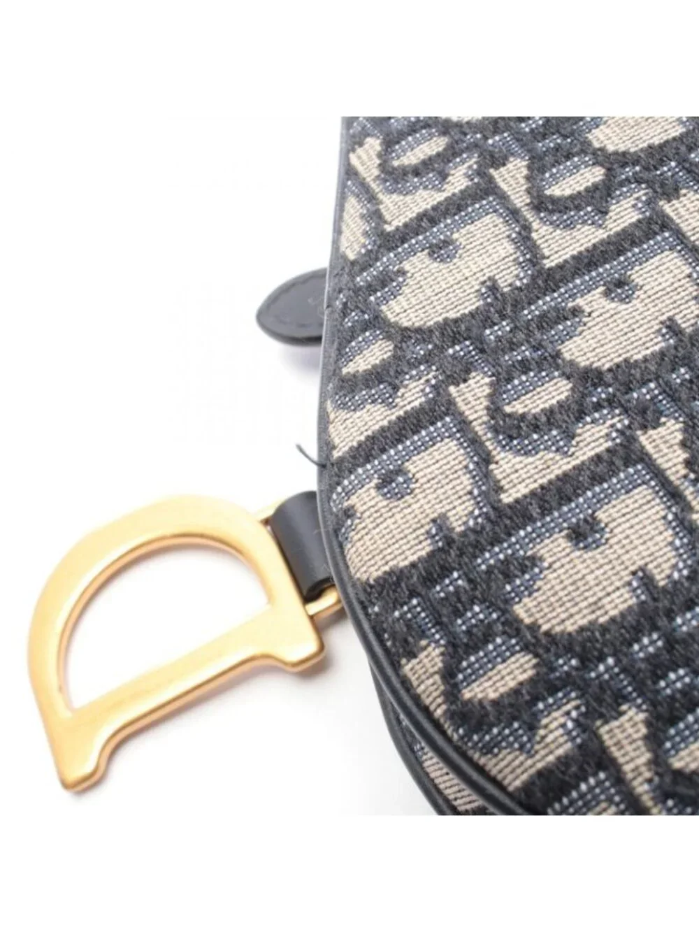 Dior Saddle Bag Mini Oblique Peacock Navy Canvas Leather Ivory - Picture 6 of 6